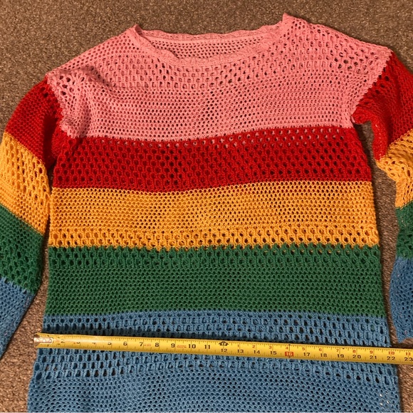 Show Me Your Mumu Paula Pullover – Bright Stripe Crochet | Flared Sleeves - Picture 4 of 9